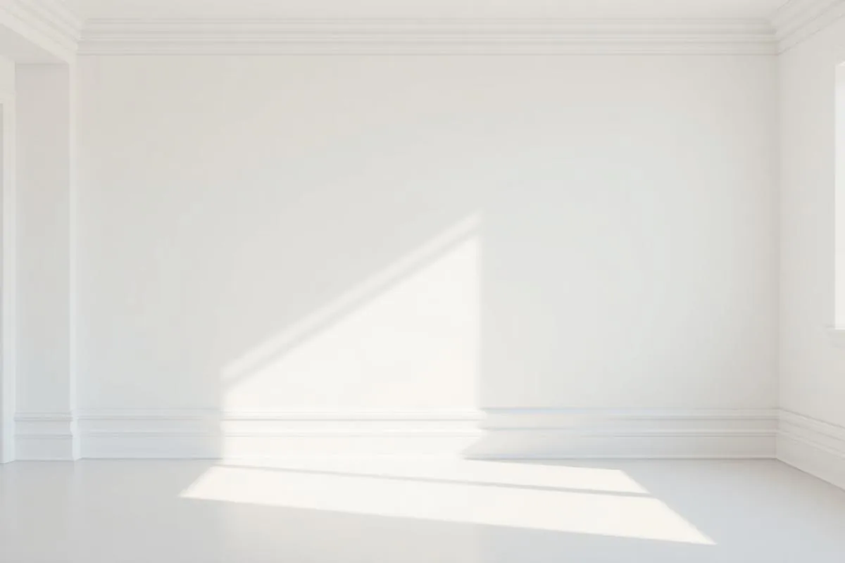 Finished smooth painted interior wall with clean baseboards