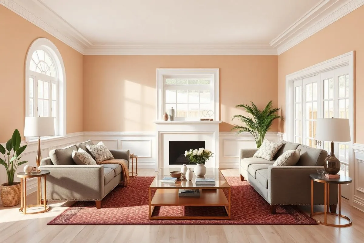Freshly painted living room with clean walls and white trim